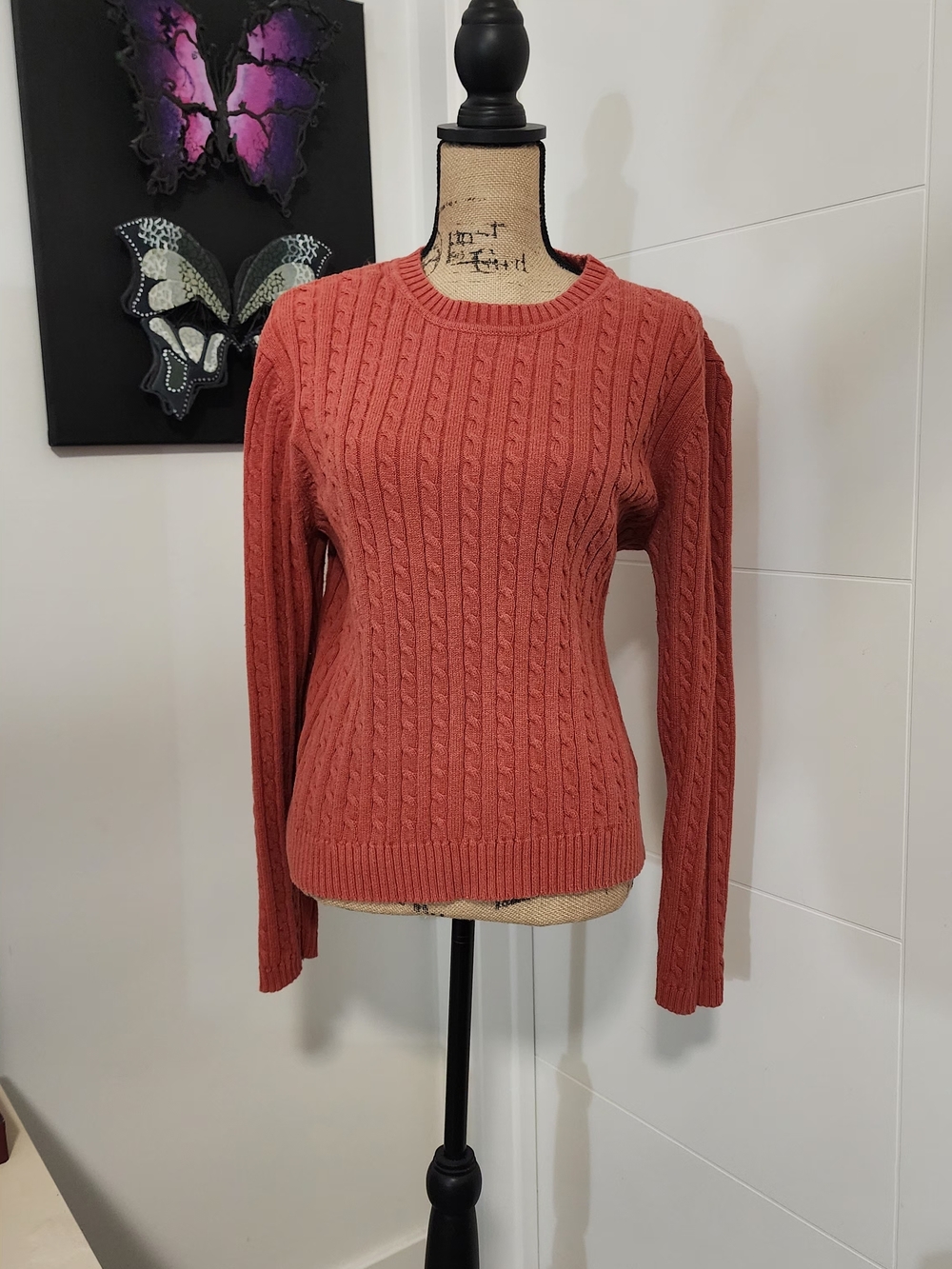 croft & barrow Women's Rust Cable Crewneck Sweater